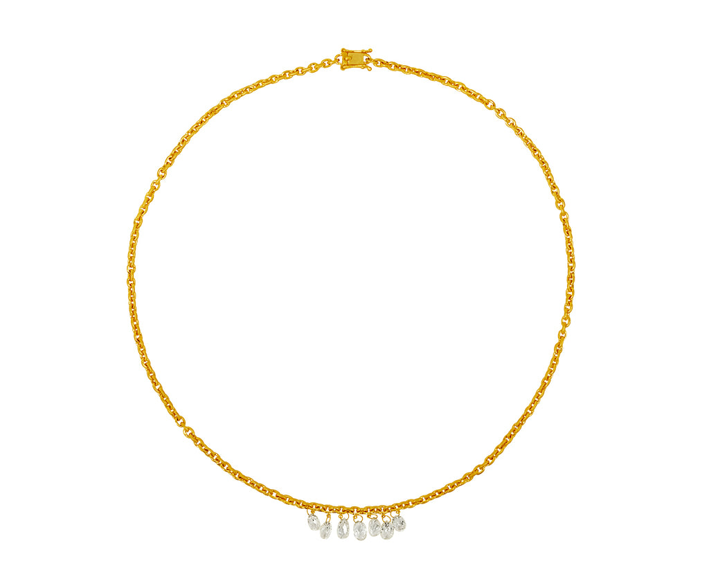 Diamond Briolette Diamond Drop Fairy Chain Necklace