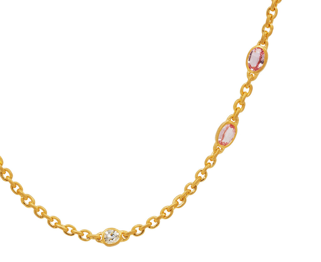 Diamond and Padparadscha Sapphire Fairy Chain Necklace