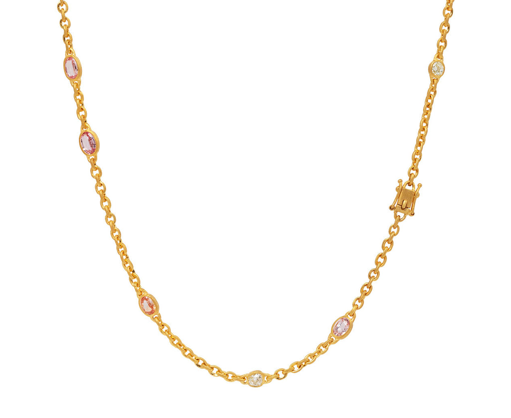 Diamond and Padparadscha Sapphire Fairy Chain Necklace