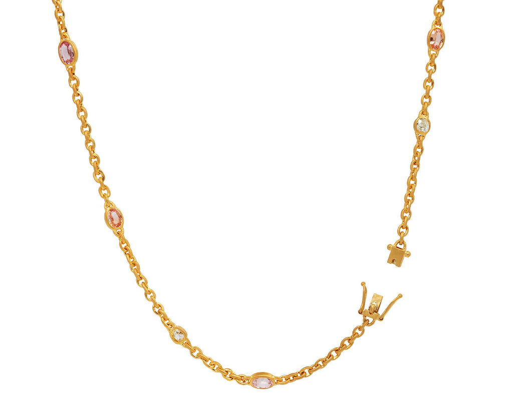 Darius Diamond and Padparadscha Sapphire Fairy Chain Necklace