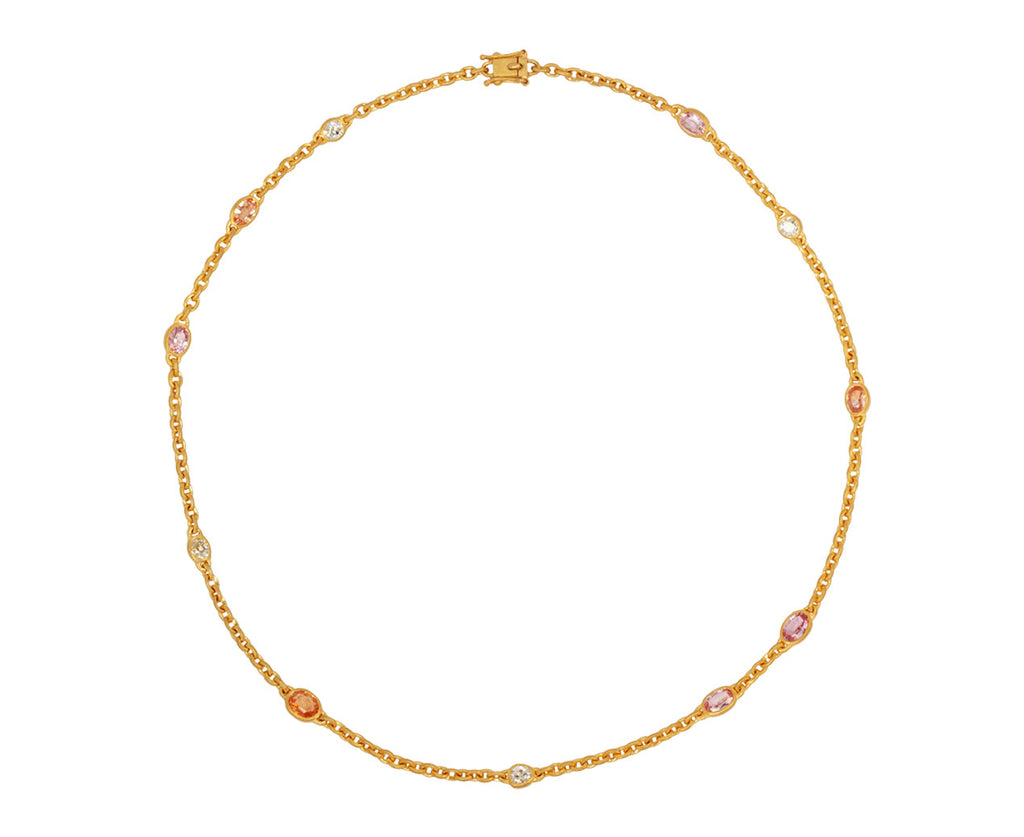 Diamond and Padparadscha Sapphire Fairy Chain Necklace
