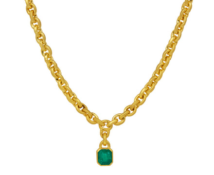 Oversized Signature Chain with Emerald Drop