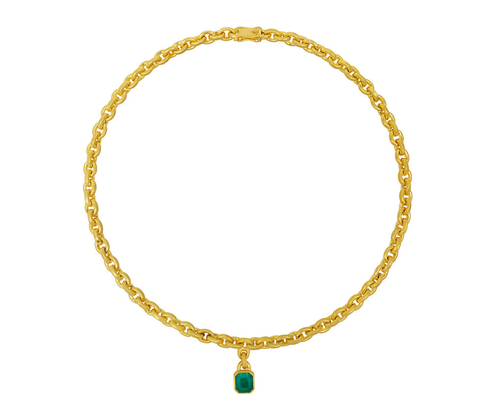 Oversized Signature Chain with Emerald Drop