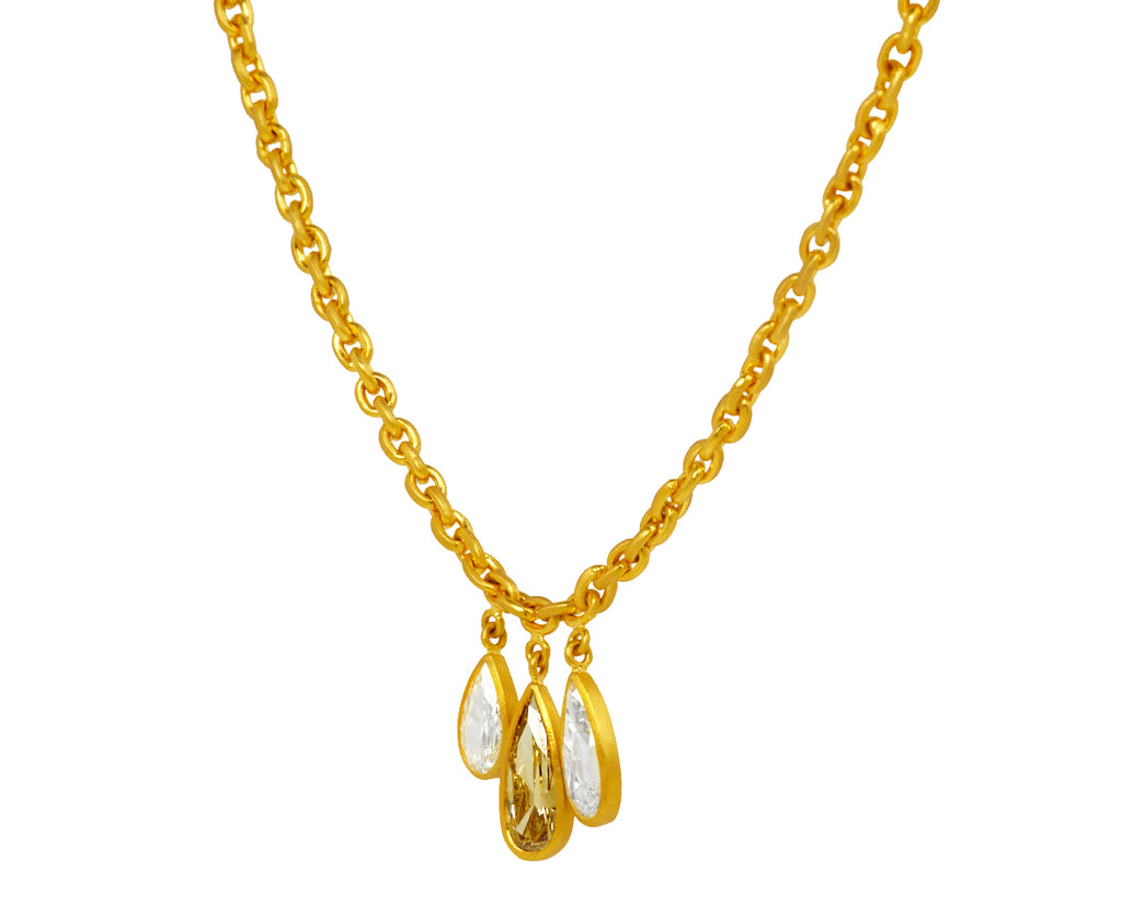 Triple Pear Shaped Diamond Drop Fairy Chain Necklace