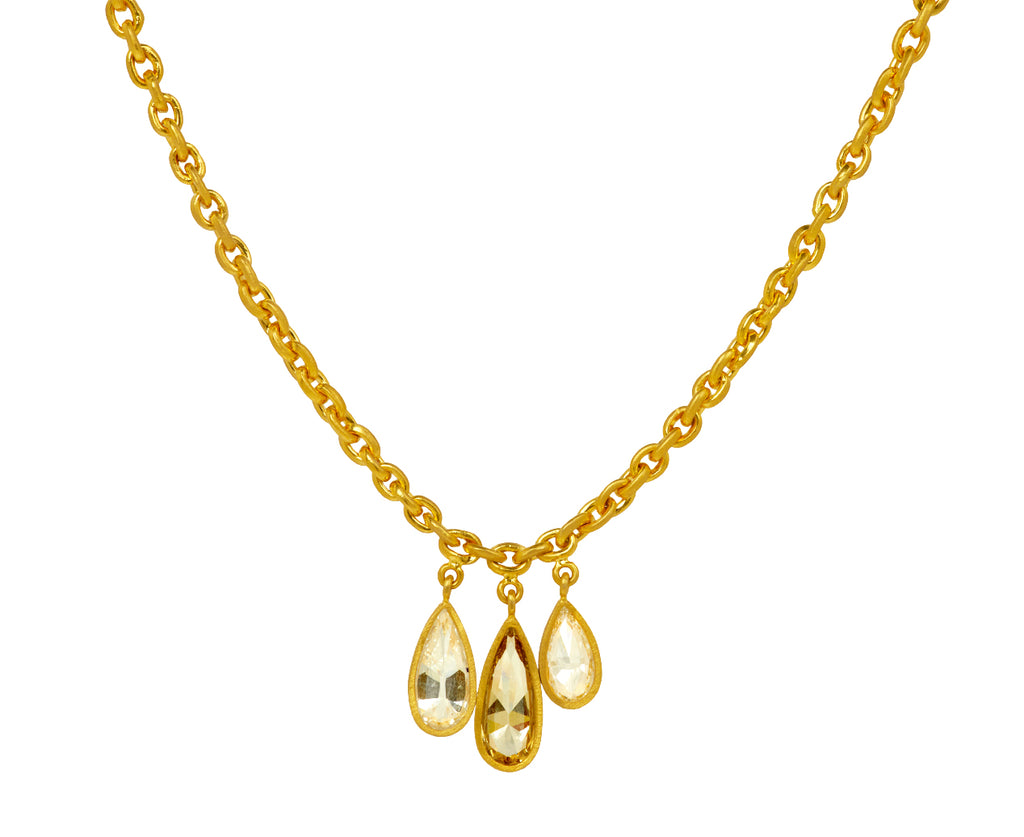 Triple Pear Shaped Diamond Drop Fairy Chain Necklace