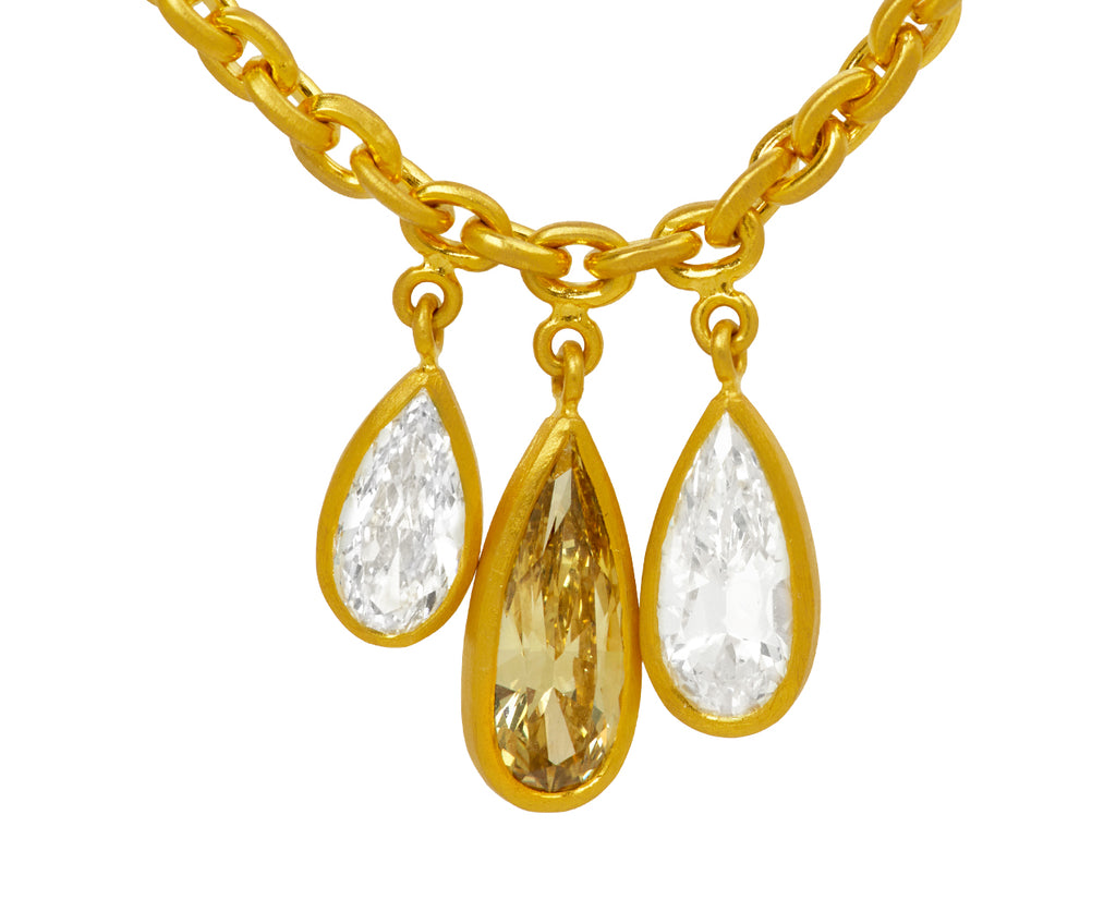 Triple Pear Shaped Diamond Drop Fairy Chain Necklace