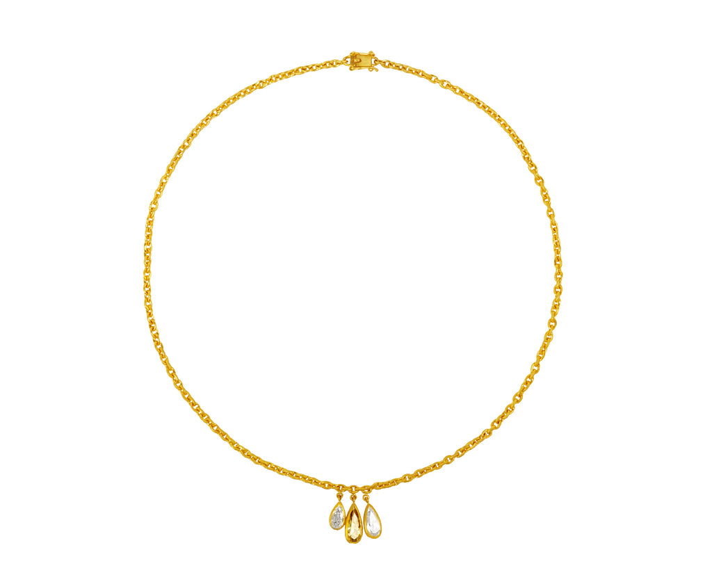 Triple Pear Shaped Diamond Drop Fairy Chain Necklace