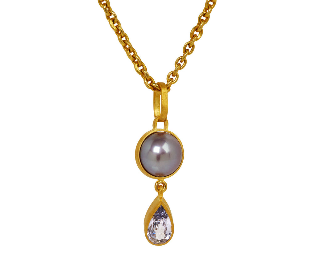 Lilac Pearl and Lilac Sapphire Gem Drop Pendant ONLY - TWISTonline 