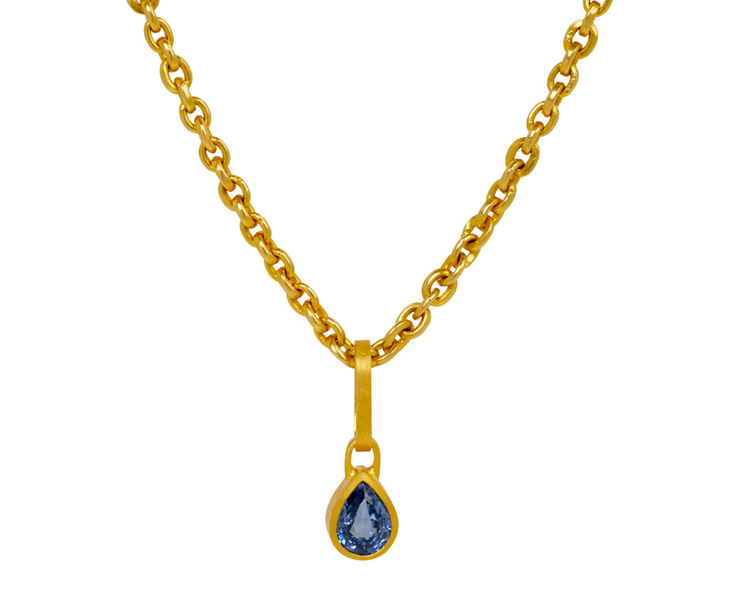 Pear Blue Sapphire Charm ONLY