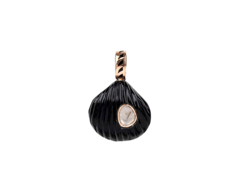 Carved Onyx and Polki Diamond Andara Shell Pendant ONLY