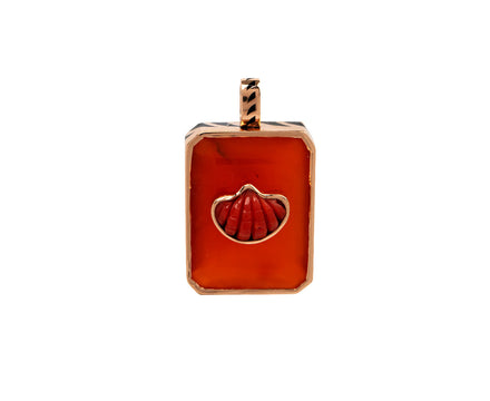 Dezso Carnelian and Coral Shell Charm Pendant ONLY