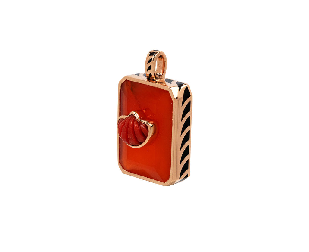 Dezso Carnelian and Coral Shell Charm Pendant ONLY - Angled View