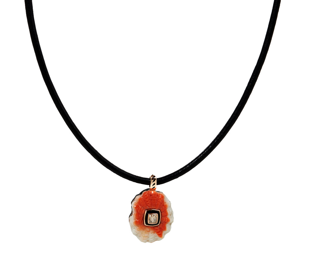 Dezso Coral Barnacle and Cushion Diamond Pendant ONLY - on cord