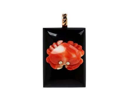 Dezso Coral Crab and Black Onyx Pendant ONLY