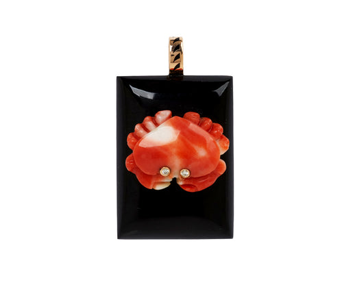 Dezso Coral Crab and Black Onyx Pendant ONLY