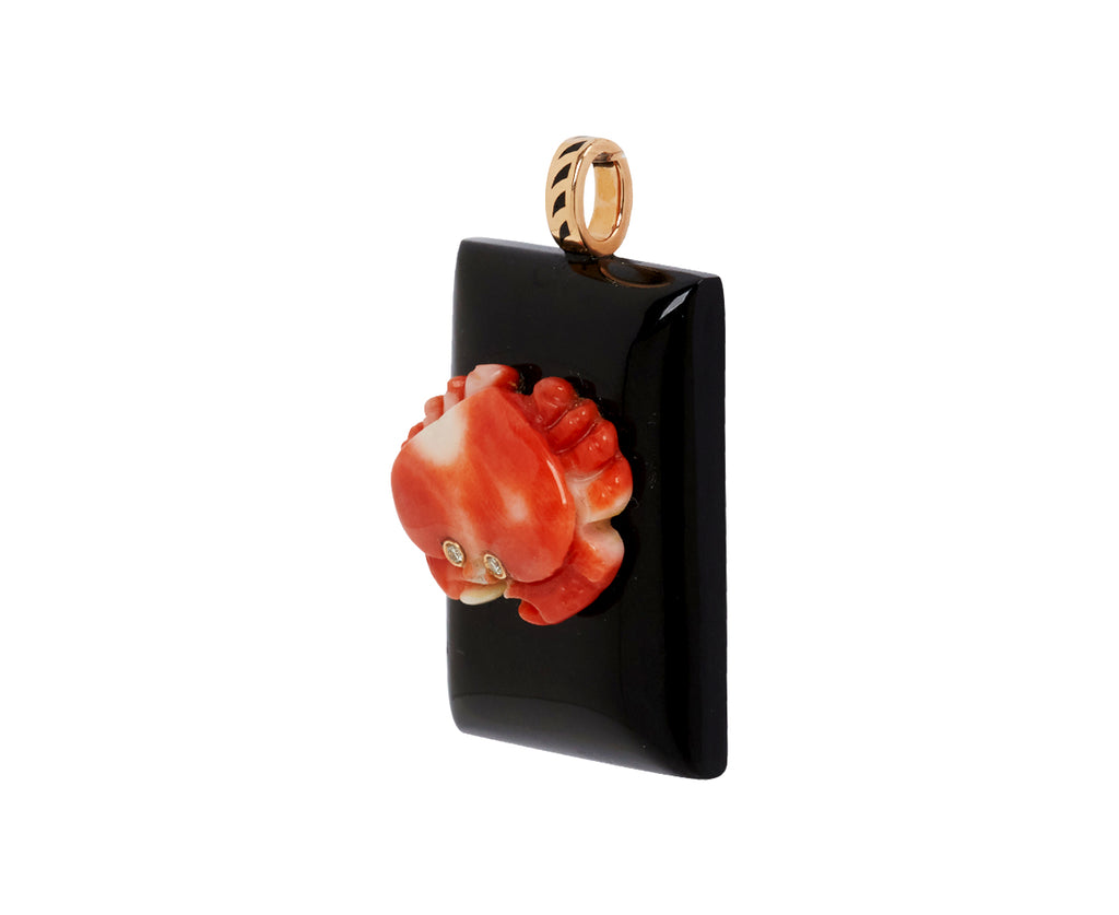 Dezso Coral Crab and Black Onyx Pendant ONLY - side