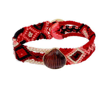 Dezso Carved Red Tiger Eye Andara Shell Bracelet