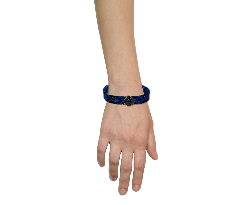 Dezso Carved Blue Tiger Eye Chione Shell Bracelet - profile