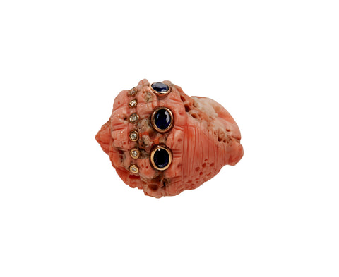 Dezso Coral Conch Shell, Sapphire and Diamond Bead ONLY