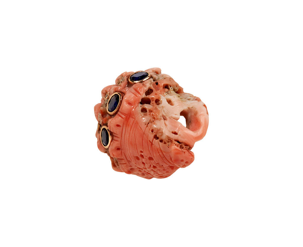 Dezso Coral Conch Shell, Sapphire and Diamond Bead ONLY - side