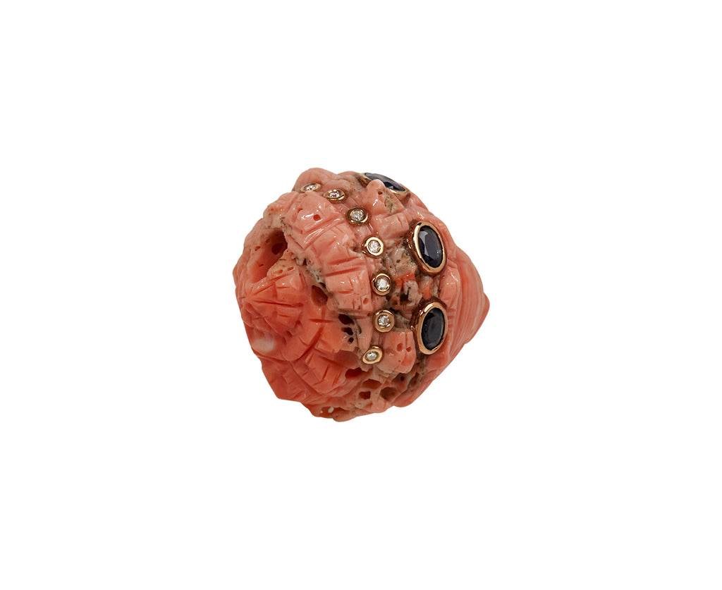 Dezso Coral Conch Shell, Sapphire and Diamond Bead ONLY - side