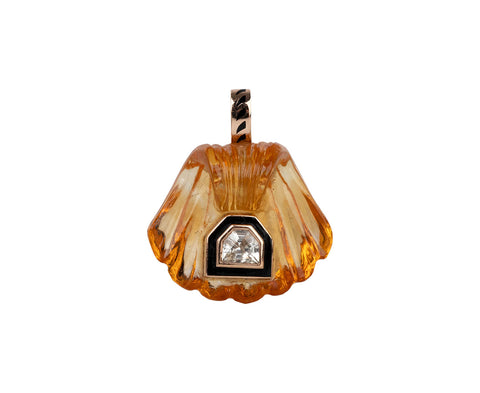 Carved Capri with Deco Pale Yellow Sapphire