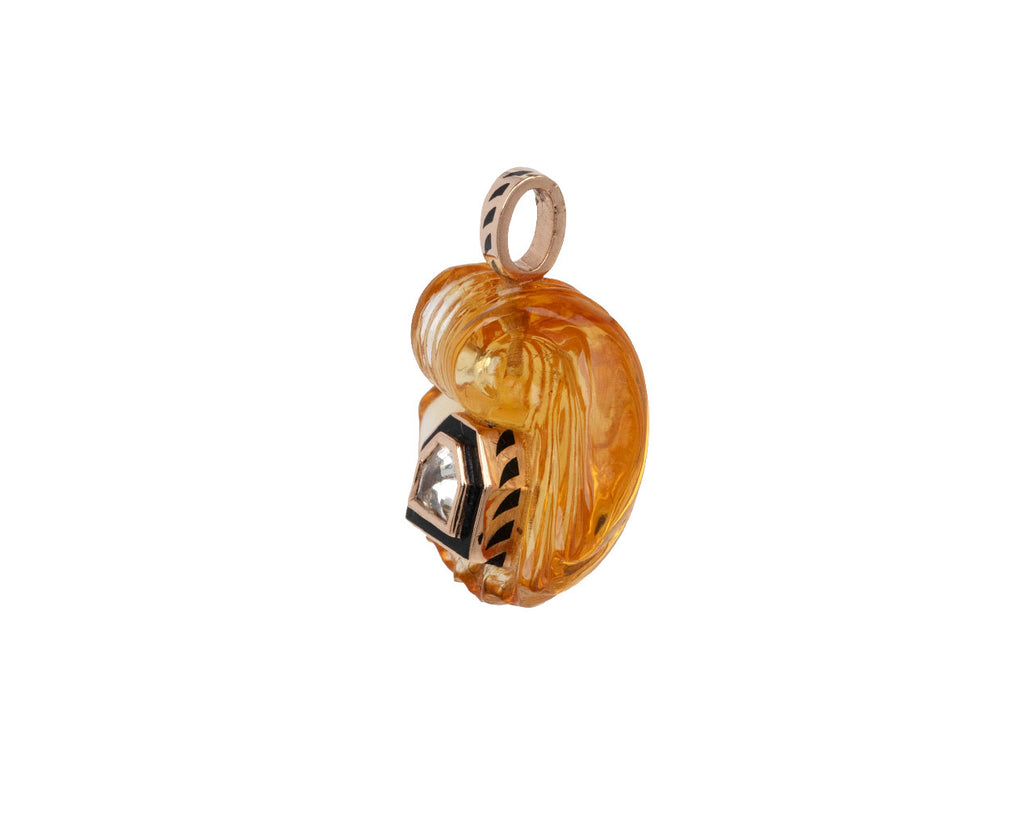 Carved Capri with Deco Pale Yellow Sapphire