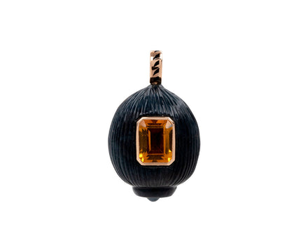 Dezso Carved Coquito and Citrine Pendant ONLY