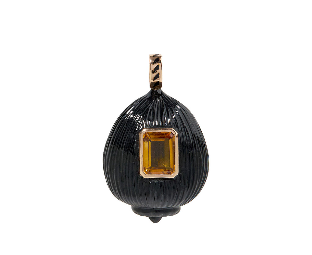 Dezso Carved Onyx Coquito Shell and Citrine Pendant ONLY