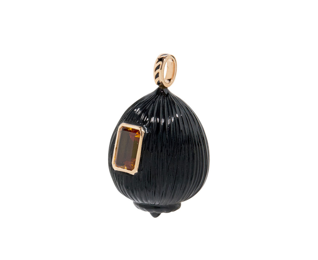 Dezso Carved Onyx Coquito Shell and Citrine Pendant ONLY - Angled View