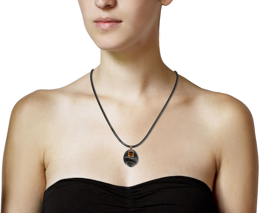 Dezso Carved Onyx Coquito Shell and Citrine Pendant ONLY - Profile