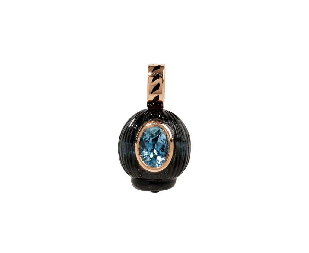 Carved Blue Tiger Eye Coquito and Aquamarine Pendant ONLY