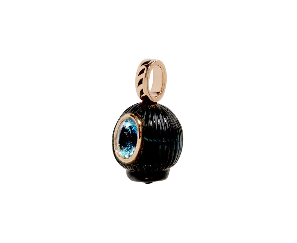 Carved Blue Tiger Eye Coquito and Aquamarine Pendant ONLY