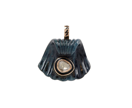Blue Tiger's Eye Capri Shell with Polki Diamond Pendant ONLY