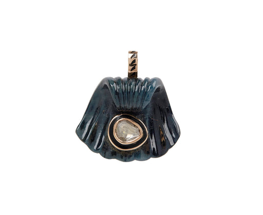 Blue Tiger's Eye Capri Shell with Polki Diamond Pendant ONLY