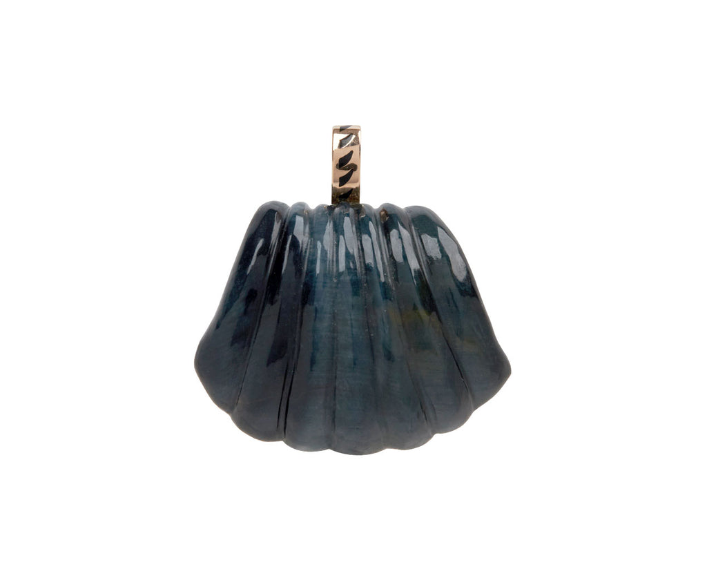 Blue Tiger's Eye Capri Shell with Polki Diamond Pendant ONLY