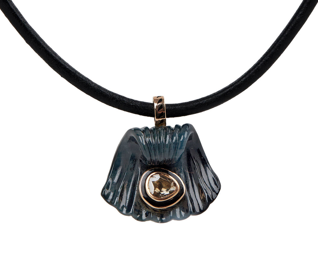 Blue Tiger's Eye Capri Shell with Polki Diamond Pendant ONLY