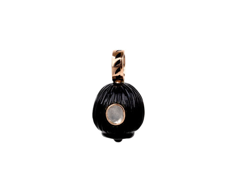 Carved Onyx Tiny Coquito and Polki Diamond Pendant ONLY