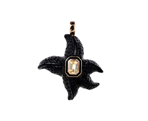Onyx Starfish and Yellow Sapphire Pendant ONLY