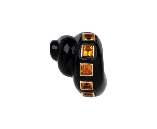 Carved Ebony Wood and Citrine Turbo Shell Charm ONLY