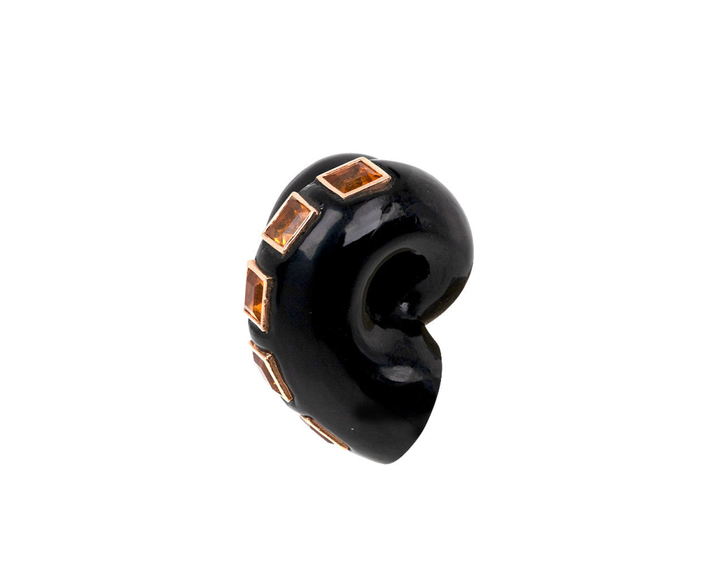 Carved Ebony Wood and Citrine Turbo Shell Charm ONLY