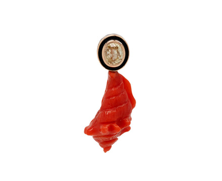 Dezso Red Coral and Yellow Sapphire Conch Shell Charm ONLY
