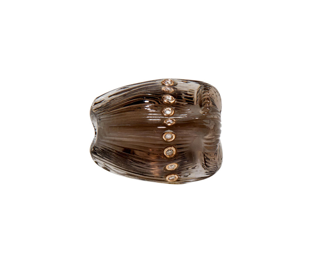 Dezso Carved Smoky Quartz Coquito Shell and Diamond Bead ONLY
