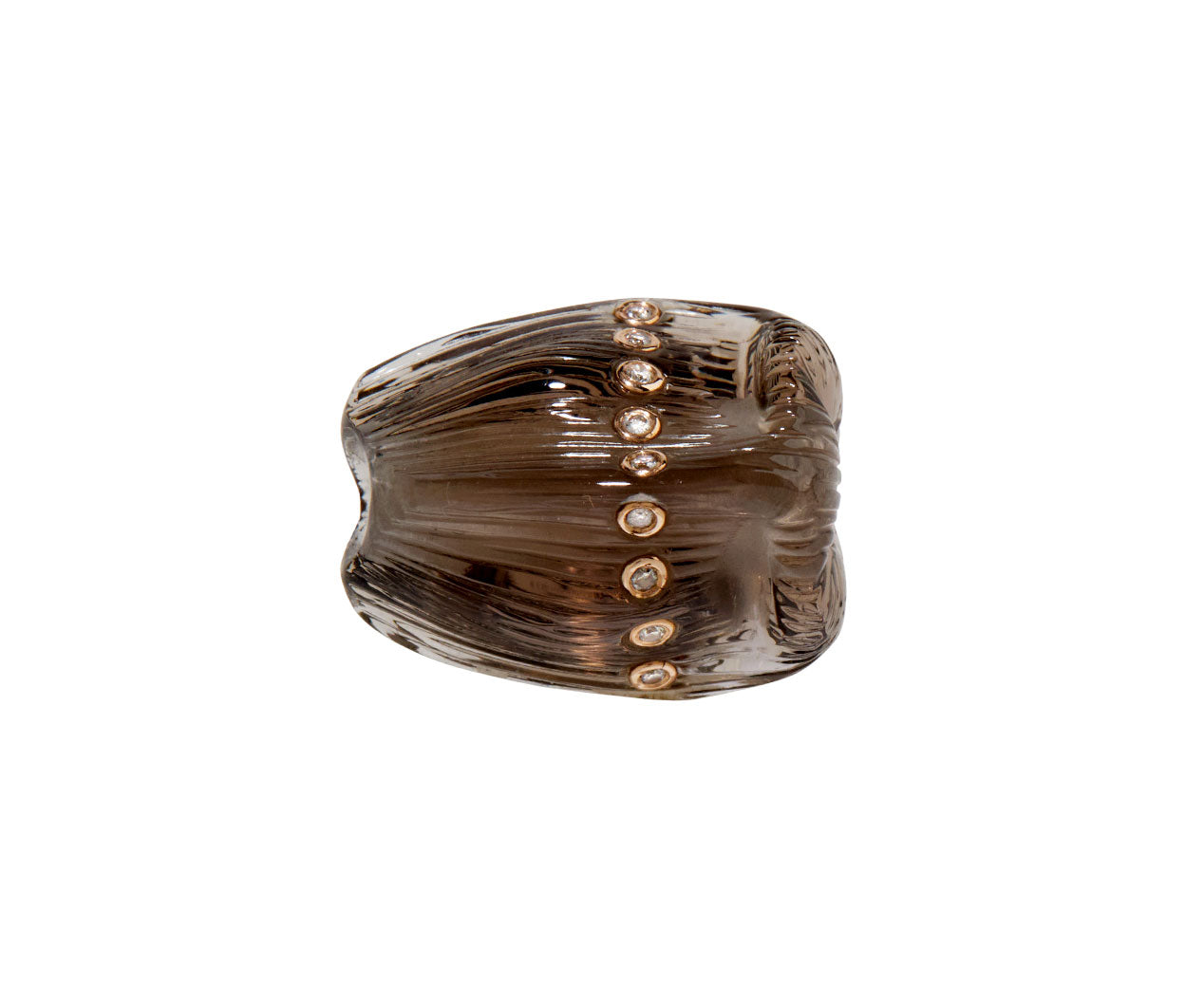 Carved Smoky Quartz Coquito Shell and Diamond Bead ONLY