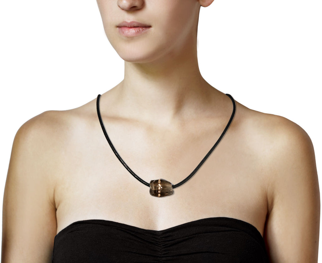 Dezso Carved Smoky Quartz Coquito Shell and Diamond Bead ONLY - Profile