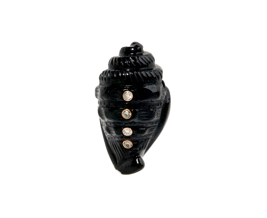 Dezso Carved Black Onyx Helmet Shell and Diamond Bead ONLY