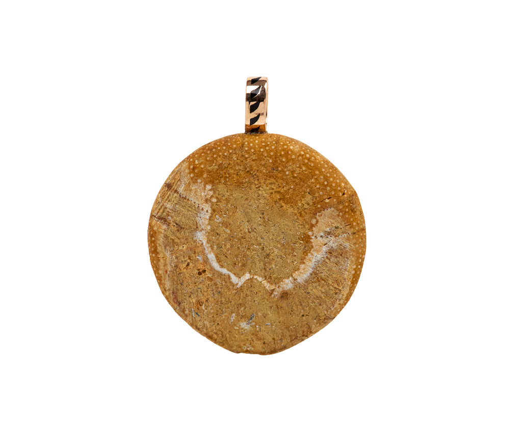 Dezso Fossilized Sand Dollar Charm with Aquamarine - Back View