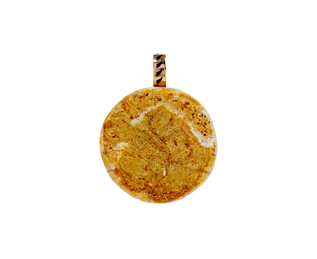 Dezso Fossilized Sand Dollar and Aquamarine Pendant ONLY - back