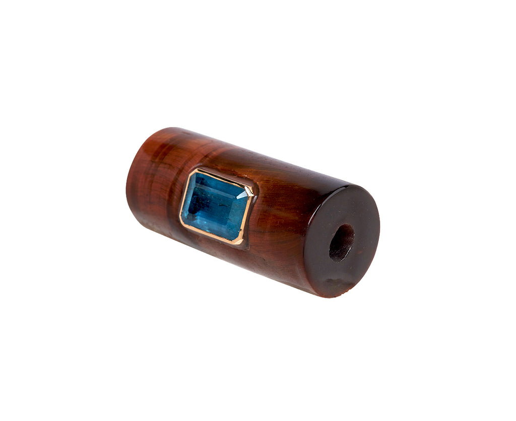 Dezso Red Tiger Eye and Aquamarine Bead Pendant ONLY - Side View