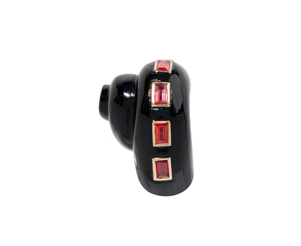 Dezso Carved Black Onyx Turbo Shell and Sapphire Bead ONLY